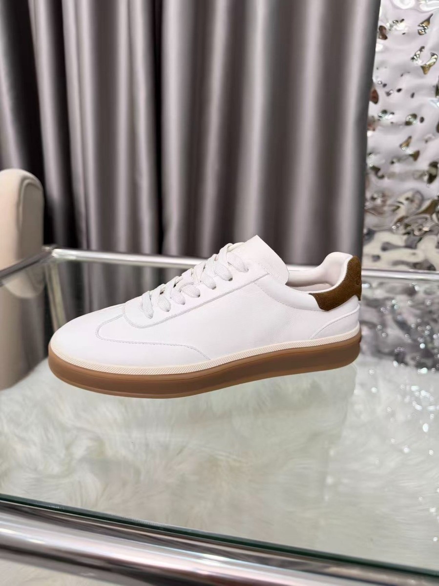 White Loro Piana Tennis Walk Mens Lace-Up Shoes, EU 42/44/46