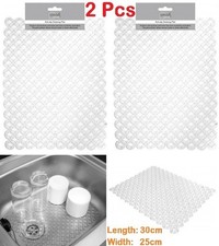 2 Sink Draining Mat Anti Slip Drainer Scratch Protector Liner Clear Kitchen Tidy