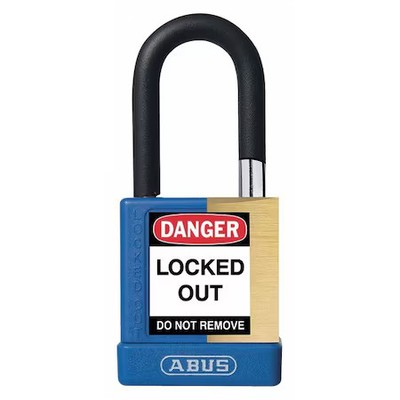 Abus 20043 Keyed Padlock, Open, Rectangular Steel Body, Hardened Steel Shackle,