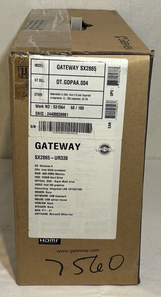 Gateway SX2865-UR338 Desktop Computer - SEALED NEW! - Image 2 of 4