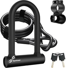 Bike Lock: Heavy Duty Anti Theft Bike U Lock with 150cm Security Steel Cable....