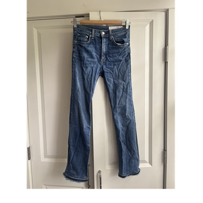 rag & bone/JEAN Women's Blue Medium Wash Slim Mid Rise 5-Pocket Jeans 