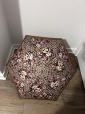 Coach Brown Pink Beige Floral Compact Folding Women's Umbrella