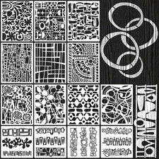 15 PCS Geometric Stencils for Painting, Graffiti Stencils 2 Sizes