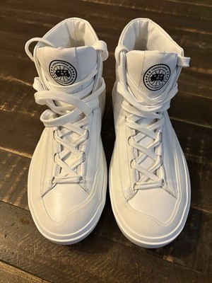 Canada Goose White Ossington High-Top Lace-Up Sneakers Rubber Non-Slip Soles