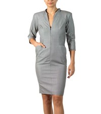 ALEXANDER MCQUEEN Silk & Wool Micro Houndstooth-Check Long Sleeved Dress With