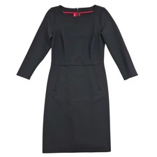 Spanx Womens Black Ponte Sheath Dress 3/4 Sleeve Scoop Neck Pockets XS