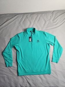Selected - Pull en maille 100 % coton à demi fermeture éclair - Vert