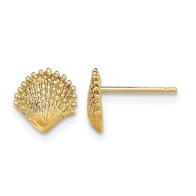10 Karat Gelbgold Ohrstecker Jakobsmuschel Muschelform L-7,8 mm, B-7,7 mm