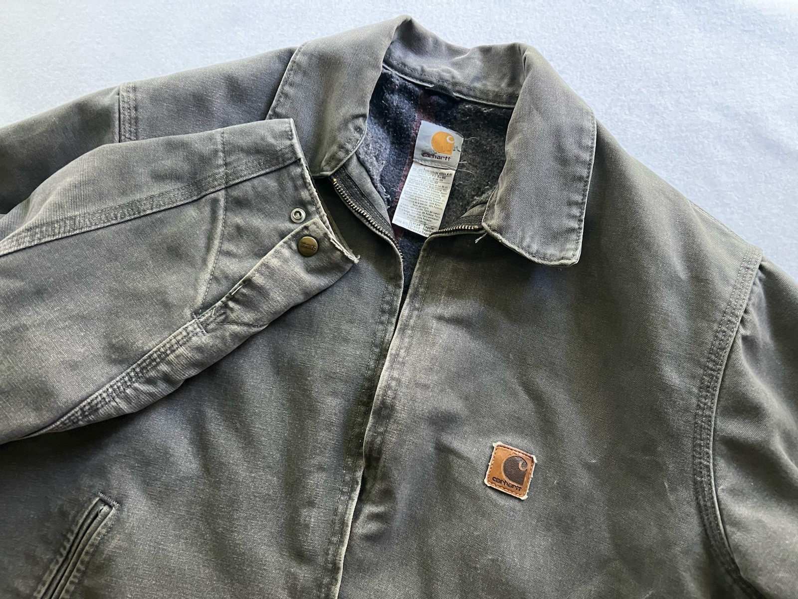 Vintage Carhartt Men's Gray Detroit Canvas Jacket L Blanket Lined J146 MLT