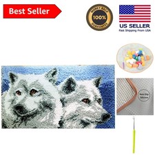 20" x 15" Wolf Latch Hook DIY Craft Kit for Adults/Kids - Create Beautiful Rugs