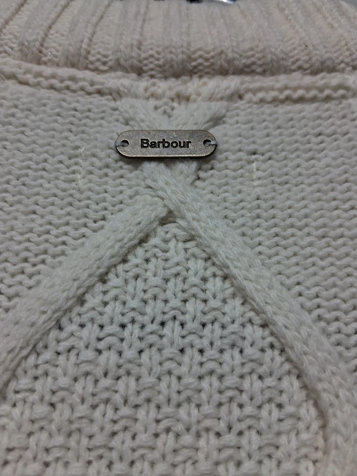 Suéter Barbour Grisling Lana Tejido con Cable Cuello Redondo en Crema Talla 4 Foto 4 de 4