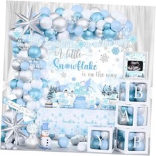 Winter Little Snowflake Baby Shower Decorations for Boy, A Little Snowflake Is