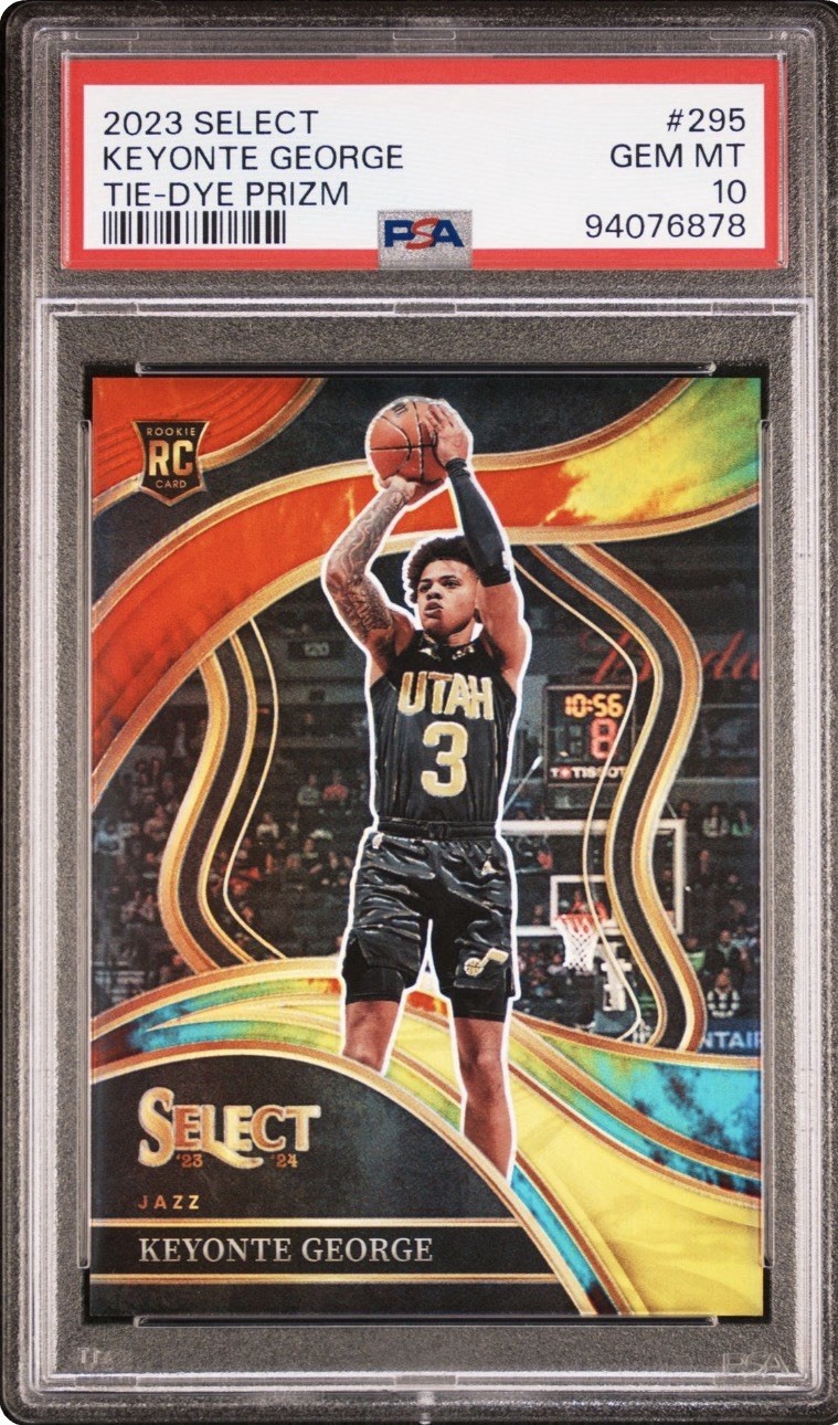 2023 Panini Select Courtside Keyonte George #295 Tie-Dye Prizm Rookie /25 PSA 10