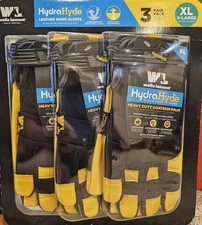 Wells Lamont Men's HydraHyde Leather Work Gloves, X-Large, 3 Pack