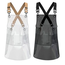 2Pcs Waterproof Vinyl Aprons,Hairstylist Transparent Aprons with Wide Shoulde...