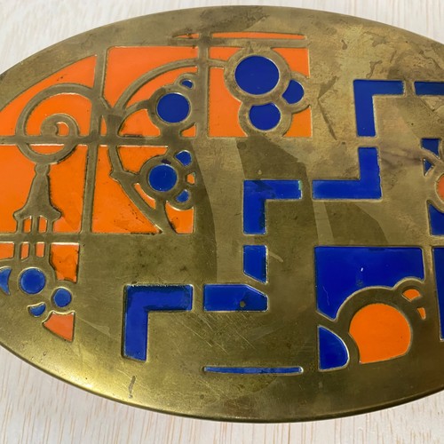 Caja de joyería vintage Art Deco de latón Scovill con bisagras de metal años 20 ovalada naranja - Imagen 5 de 16