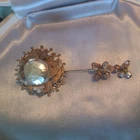 Miriam Haskell Signed Gold Toned  Baroque Pearl Stick Pin 3.25”