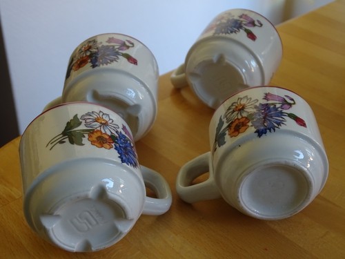 SARREGUEMINES 4 TASSES A CAFE EN VITRO PORCELAINE MODELE BISTROT AGRESTE - Picture 5 of 6