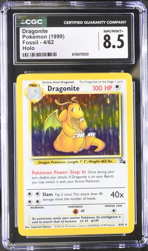 CGC 8.5 - DRAGONITE - 1999 POKEMON FOSSIL UNLIMITED HOLO #4/62
