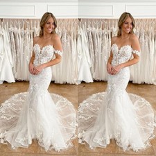 Elegant Wedding Dresses Off The Shoulder Lace Appliques Mermaid Bridal Gowns