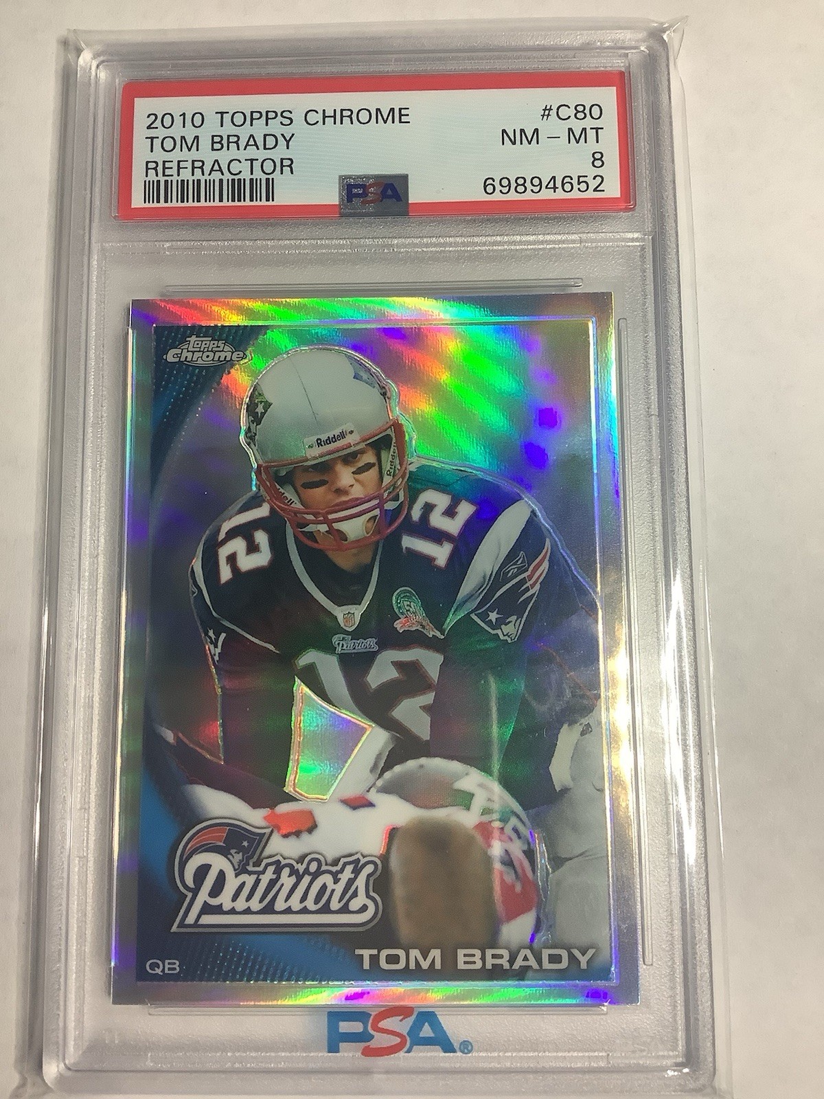 2010 Topps Chrome Tom Brady Refractor #C80 PSA 8 view 1
