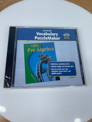 Glencoe Vocabulary PuzzleMaker Pre-Algebra CD-ROM Windows Mac Sealed