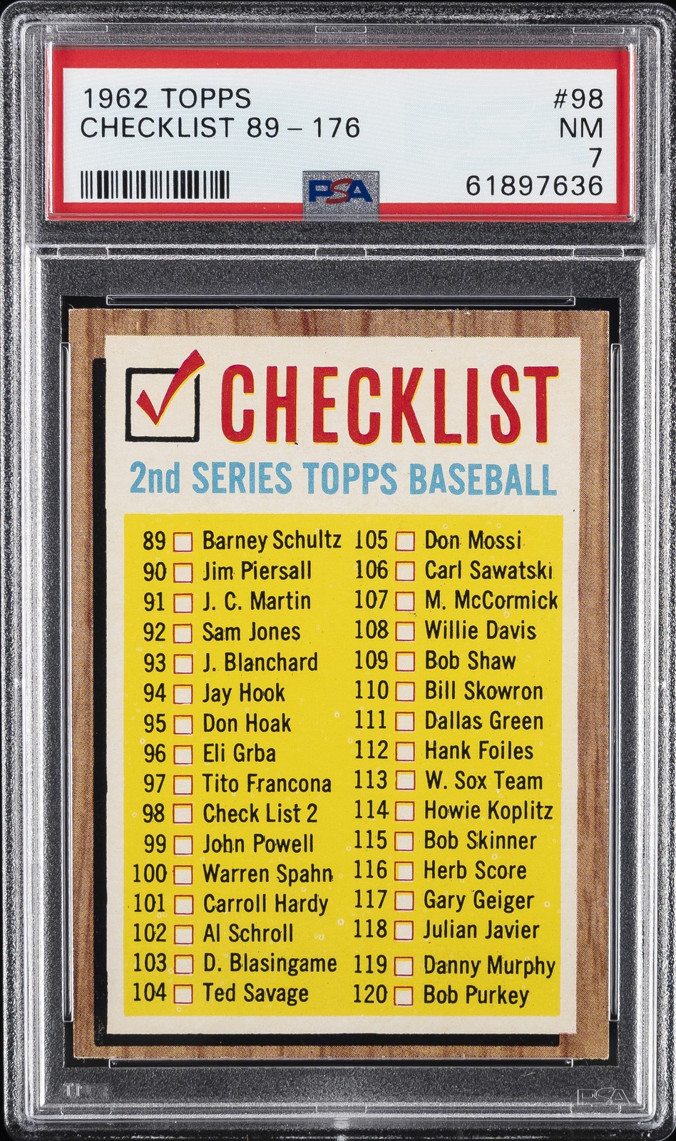 1962 Topps - Checklist 2nd Series #98