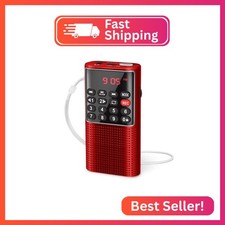 PRUNUS J-328 Mini Portable Pocket FM Radio MP3 Walkman Radio with Recorder, Gift