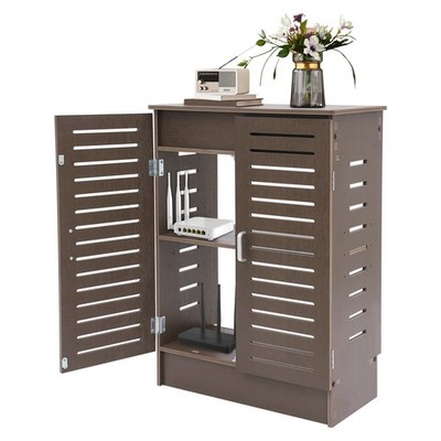 WiFi Router Storage Cabinet Floor Standing Router Decorative Box Power Strip