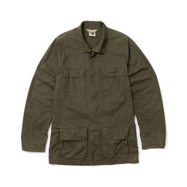 Men Carhartt Jacket Khaki Cotton 36 / S / 44