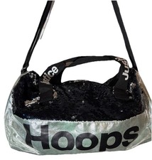 Justice HOOPS Sequin Duffel/tote/athletic/gym Bag Metallic Green/black Large
