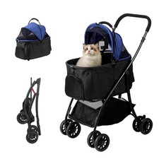 Pet Stroller Quickly Folds for Easy Storage Cat Stroller with Detachable Carr...