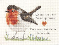 ROBINS & LOVED ONES poem, Bird Counted cross stitch kit, Loss, Grieving, Hope