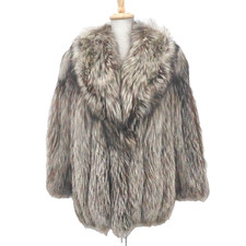 VTG SAGA FOX ROYAL JINDO Real Silver Fox Fur Coat Jacket Cuffs Trim Luxury