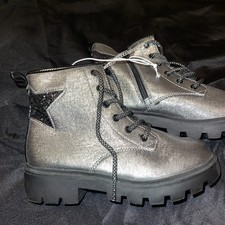 girls' metallic combat boots