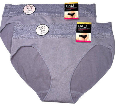 Bali 2-Pack HI-CUT COMFORT REVOLUTION Underwear Panty Purple Lace Nylon Size L/7