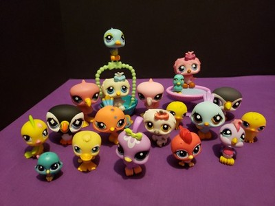 Vintage LPS Lot Littlest Pet Shop Bird Accessories Peacock Hummingbird Flamingo 