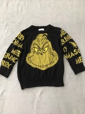 Dr Seuss The Grinch Sweater Size 2T Black/Yellow Knit Pullover Crewneck