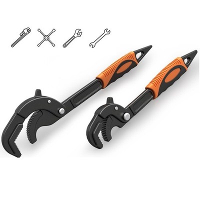10'' & 14'' Pipe Wrench Set, 2 Pack Multi-Function Adjustable Pipe Wrench Set, ...