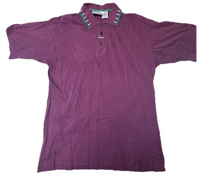 Vintage 90 s Greg Norman Collection Polo Shirt Mens L Maroon Shark Bite Collar