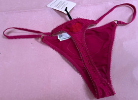 Agent Provocateur pink silk thong S M ruby red Lips G-String NEW ladies Trixie