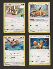 EEVEE Pokemon Card Collection Set of 4 English Cards NM Cute