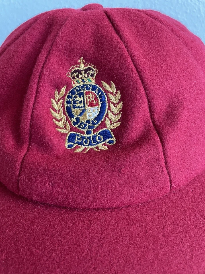 Винтажный Polo Ralph Lauren красный шерсти герб шляпа вождения крышка 7 5/8 размер очень редкая - Изображение 3 из 4