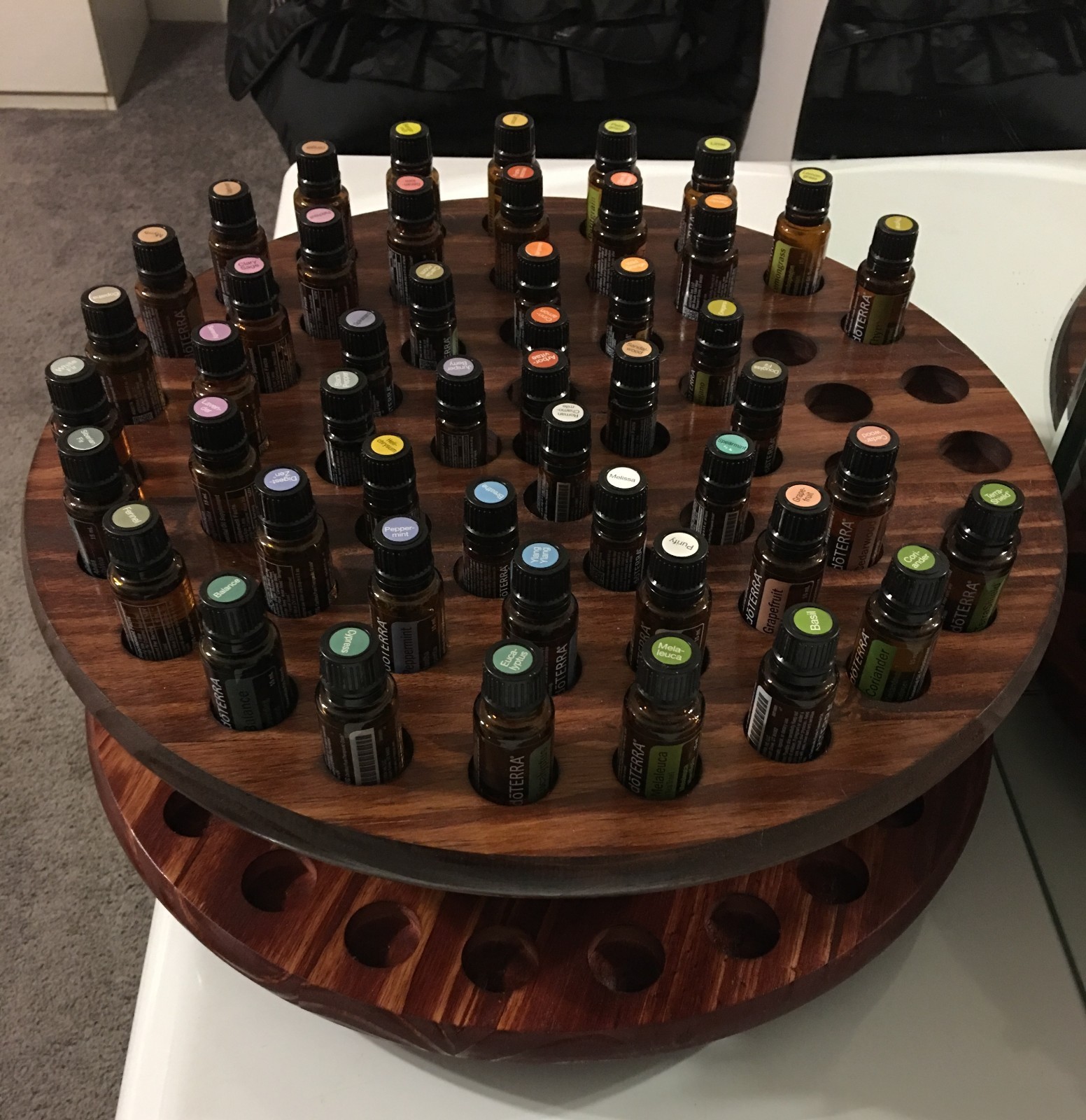 Essential oils storage, display lazy suzan/ carousel. 