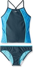 Speedo Rhythmic Tie Dye Tankini Two Piece Swimsuit, Asphalt Girls , Size 14