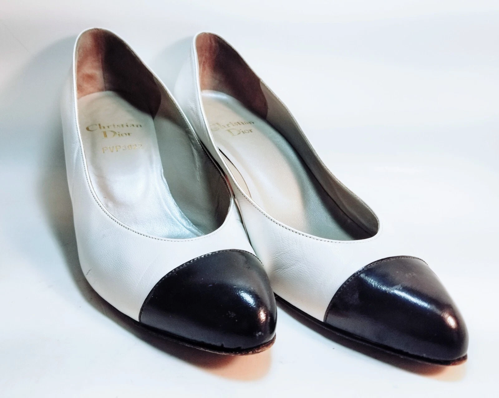 Escarpins vintage Christian Dior femme noir blanc US 7,5 EU 37,5