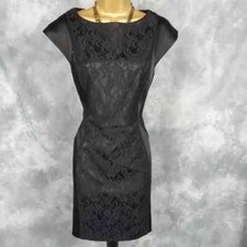 Stunning Ladies BELLE by OASIS Black Sleek Lace Short Sheath Dress Size 12 UK
