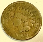 1874 Indian Head  Cent * Penny VG  #14