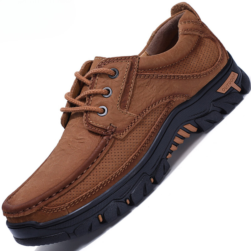 Genuine Leather Men's Shoes Outdoor Loafers Handmade Dad Shoes